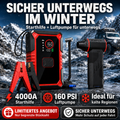 **Auto-Starthilfe mit 160-PSI-Kompressor & Akku-Handstaubsauger**