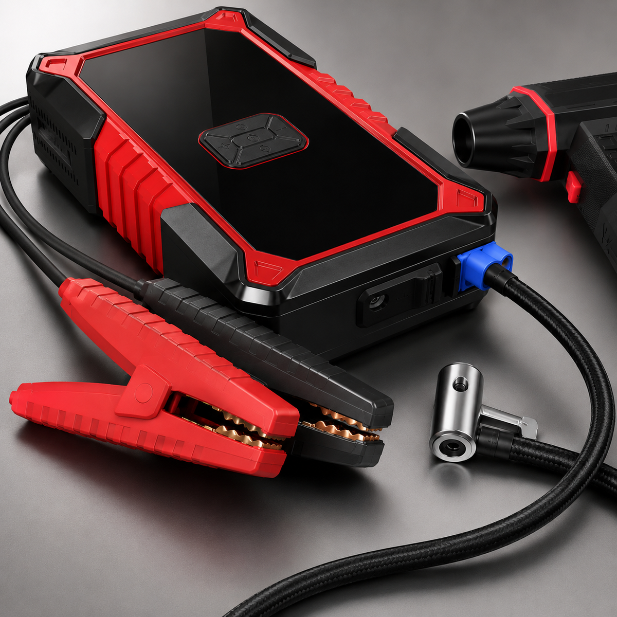 3-in-1 Auto-Starthilfe mit Kompressor & Handstaubsauger